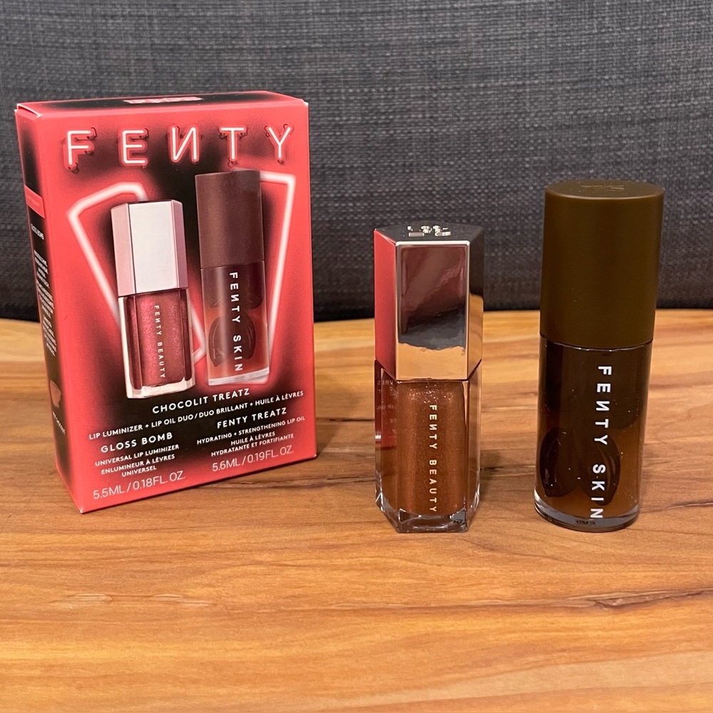 NWT FENTY Chocolit Treatz Duo Gloss Bomb Lip Luminizer and Fenty Treatz Lip Oil